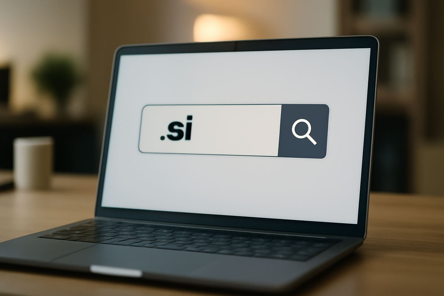 Close-up of a web browser address bar showing a .si domain registration page