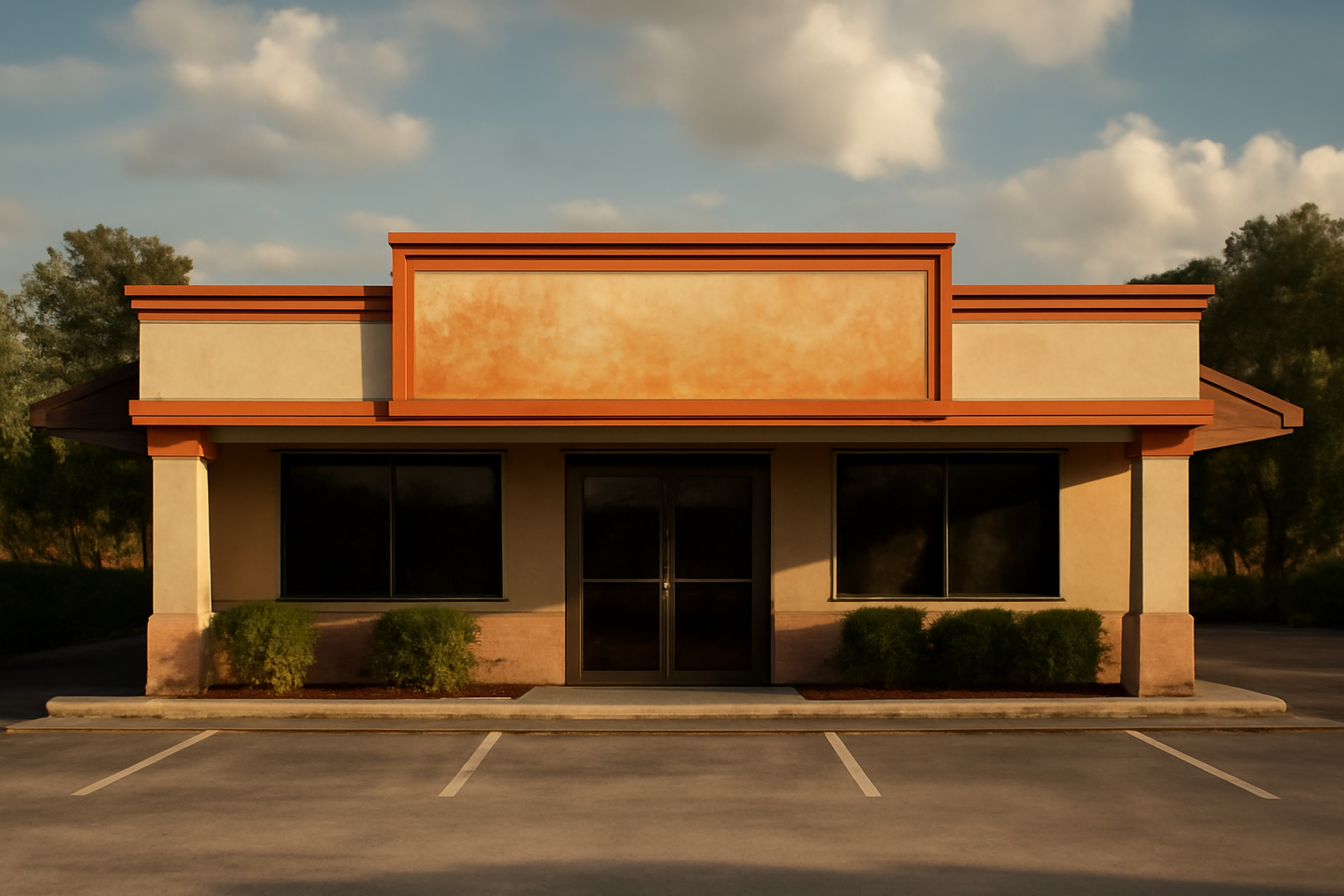 Empty Hooters restaurant storefront with signage removed in a Florida strip mall