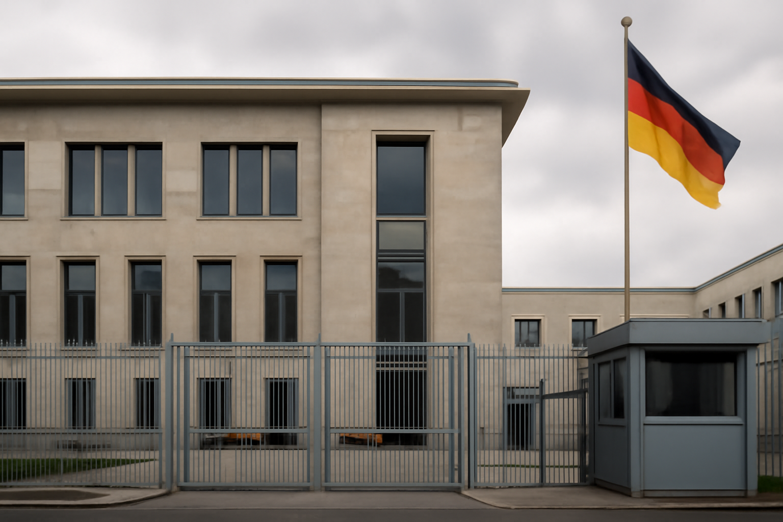 German federal prosecutor's office building exterior with security barriers