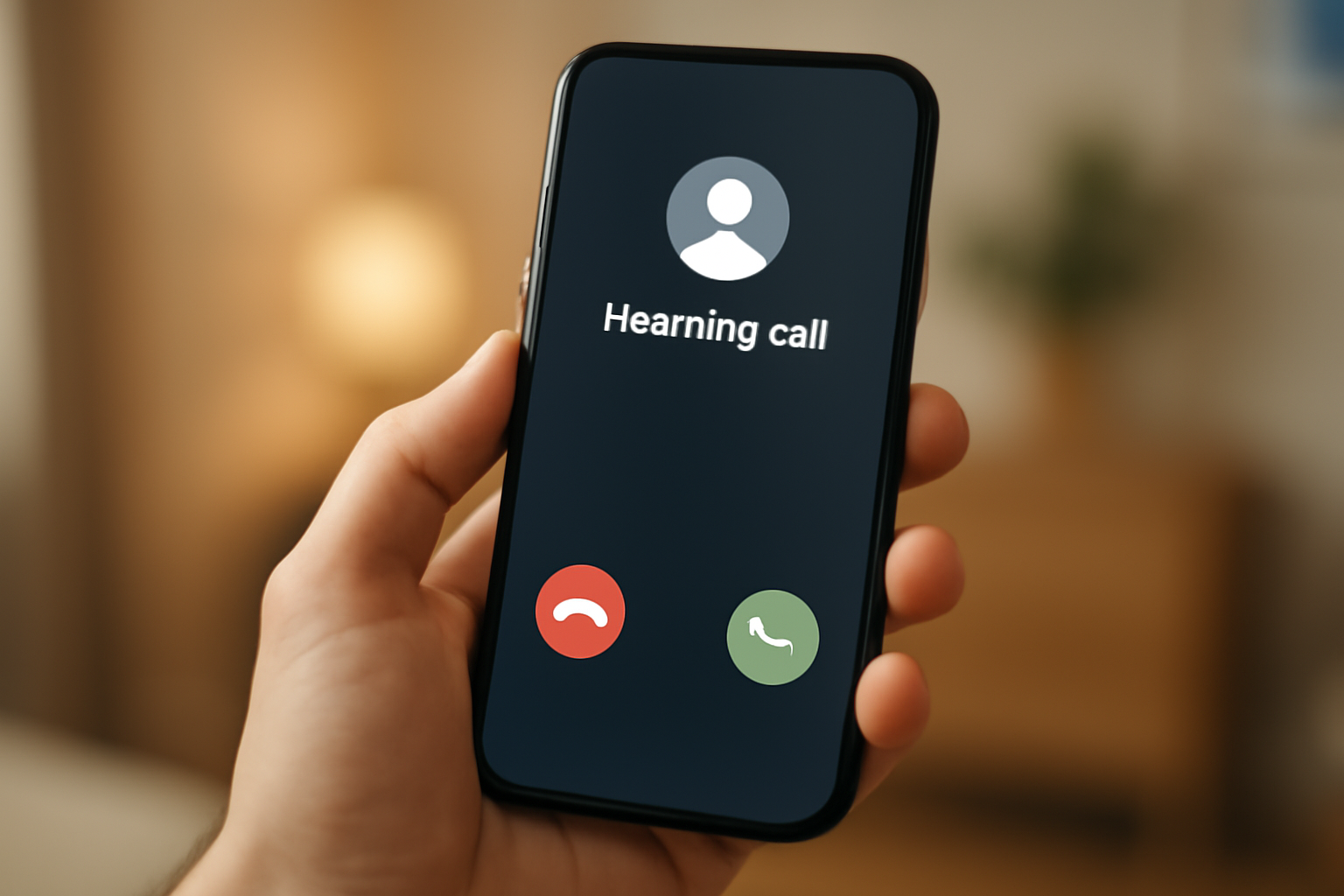 Smartphone screen showing an unknown number incoming call with a WhatsApp icon in the background
