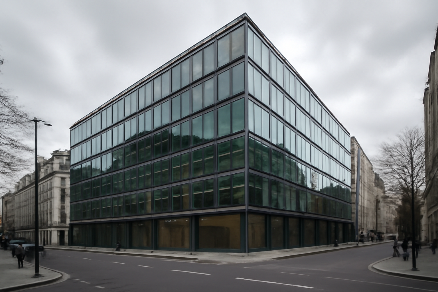 Exterior view of an office building associated with a policy institute in London