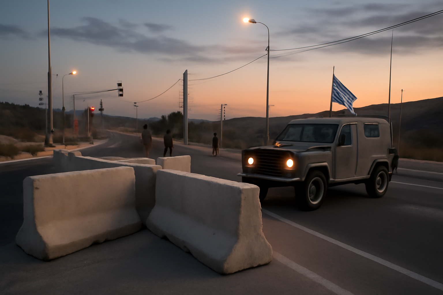 Israeli security checkpoint near a West Bank settlement road junction