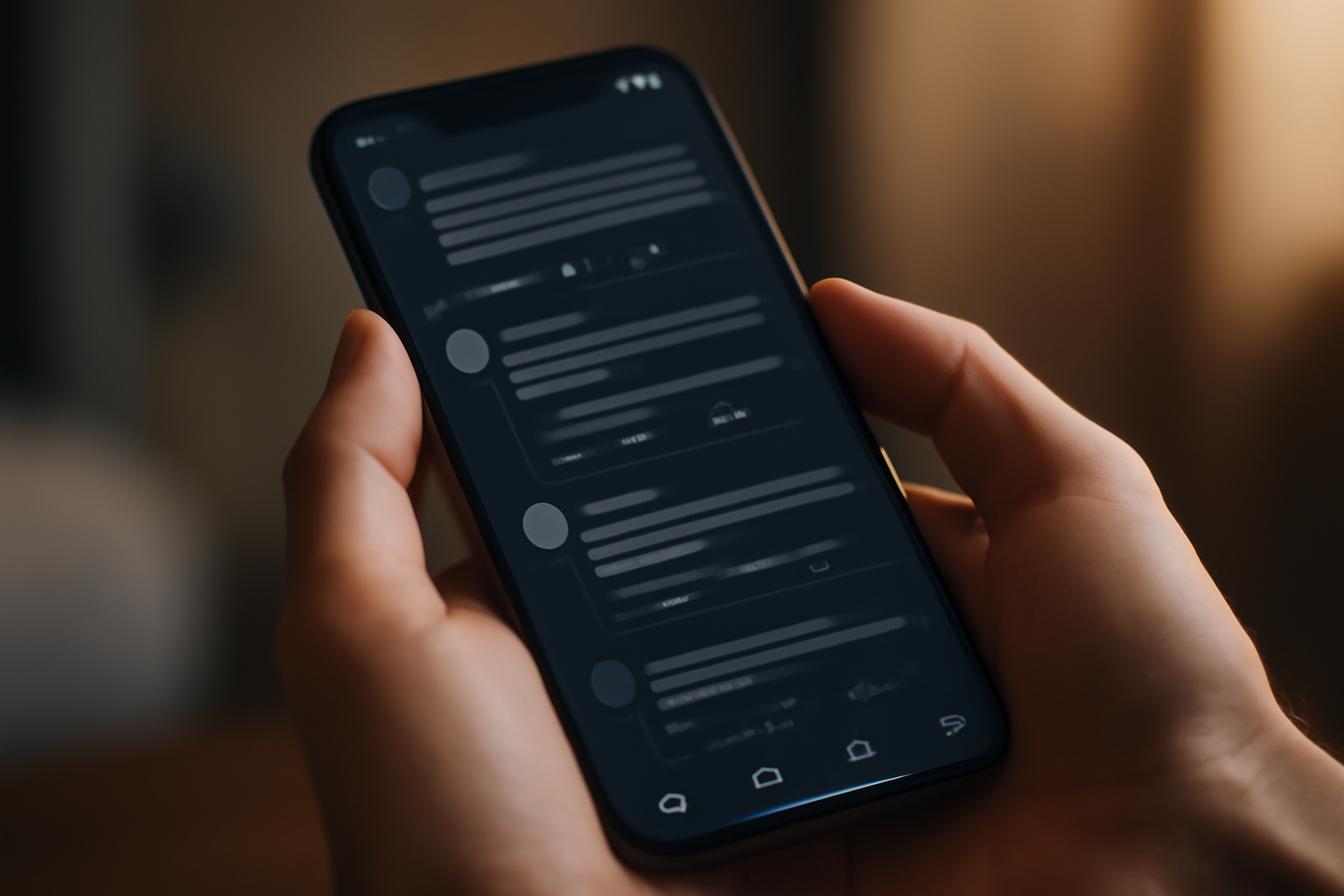 Smartphone screen showing a social media feed with text posts and reply threads