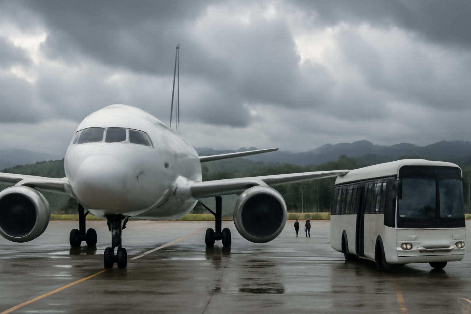 A commercial airliner on the tarmac at Norman Manley International Airport in Kingston, Jamaica