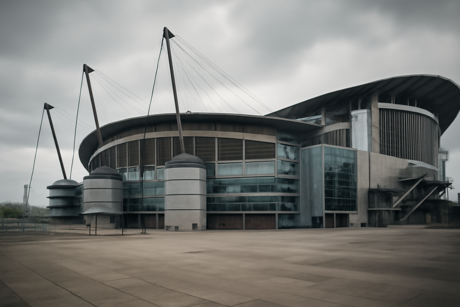 Manchester City's Etihad Stadium exterior under overcast sky