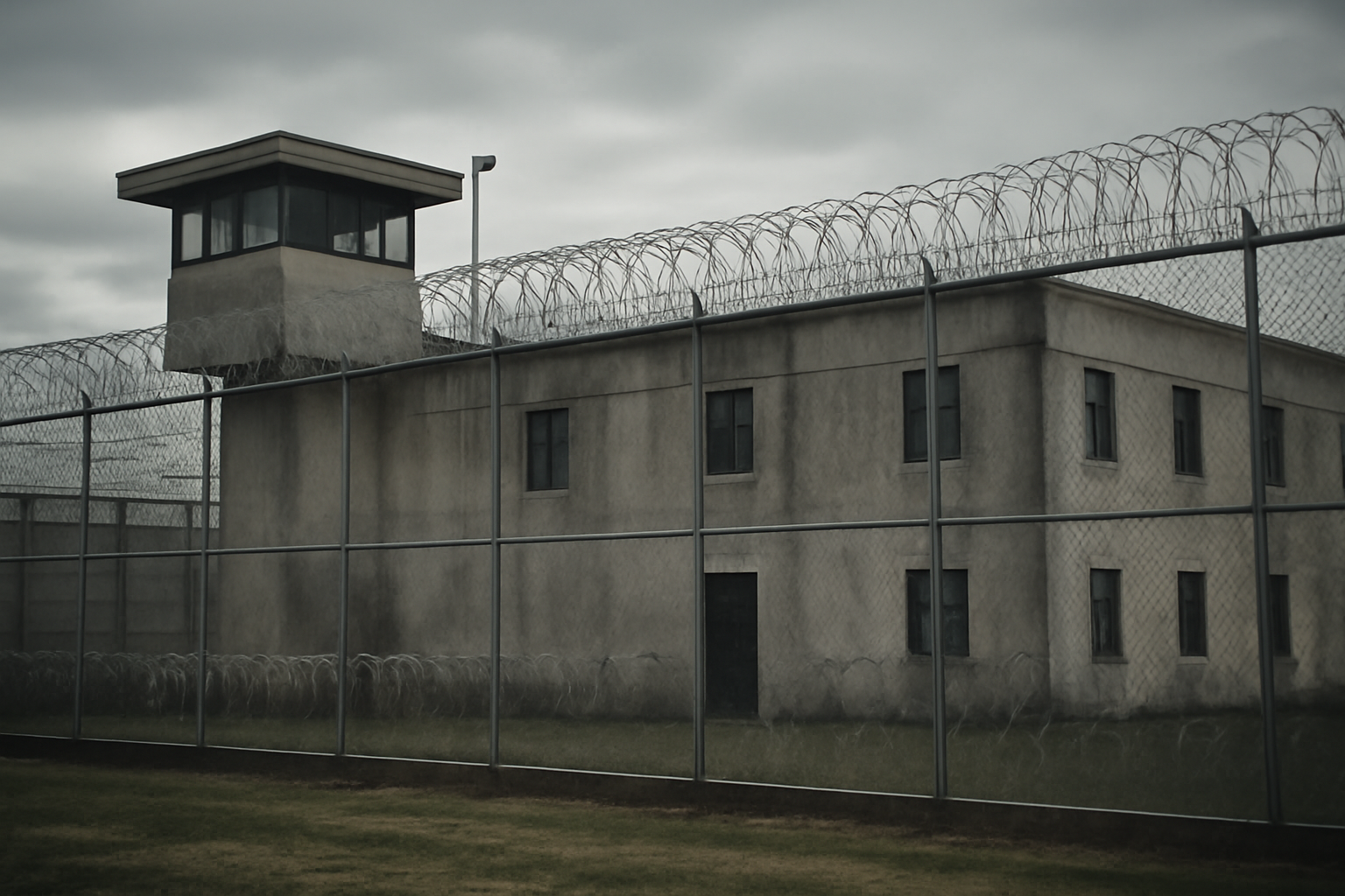 Exterior of a Tennessee state prison facility under overcast sky