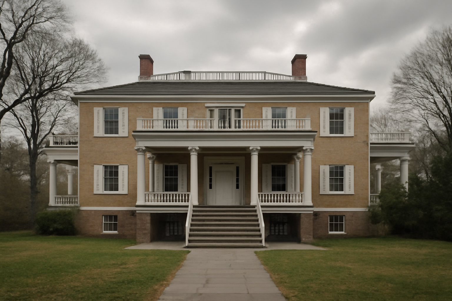 Exterior of Gracie Mansion in New York City on an overcast day