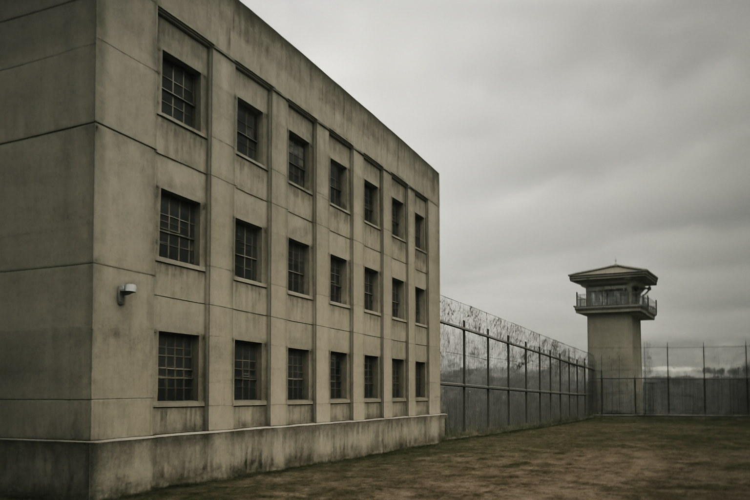 Exterior of a Tennessee state correctional facility under overcast sky