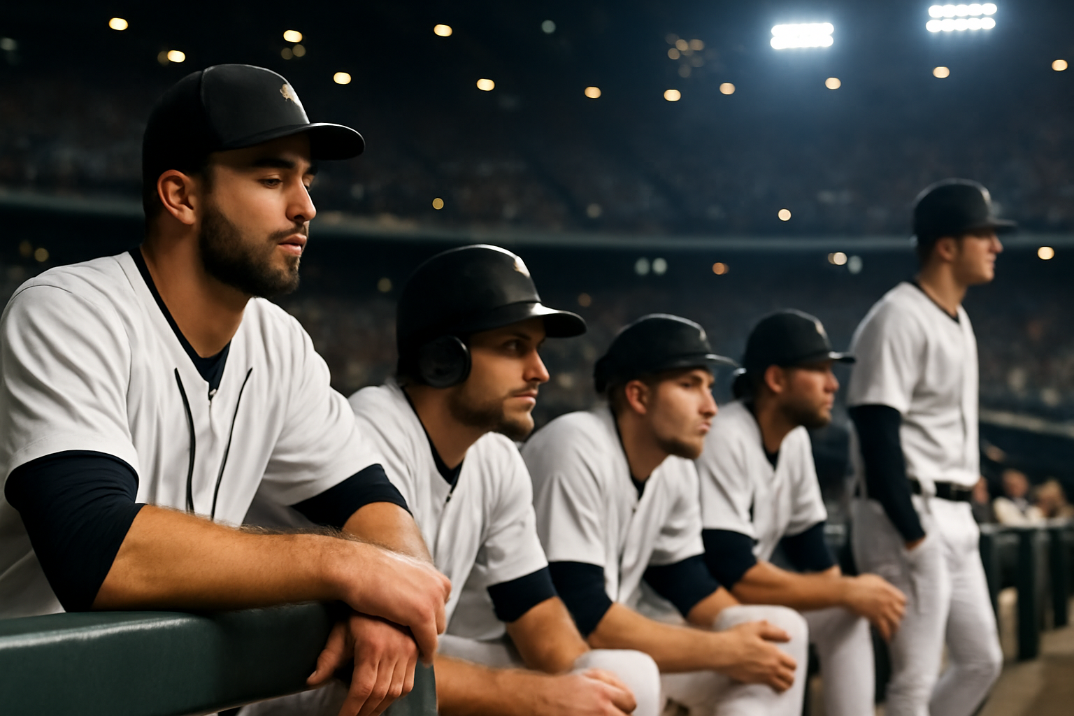 Chicago White Sox players in dugout during American League Division Series game against Cleveland Guardians