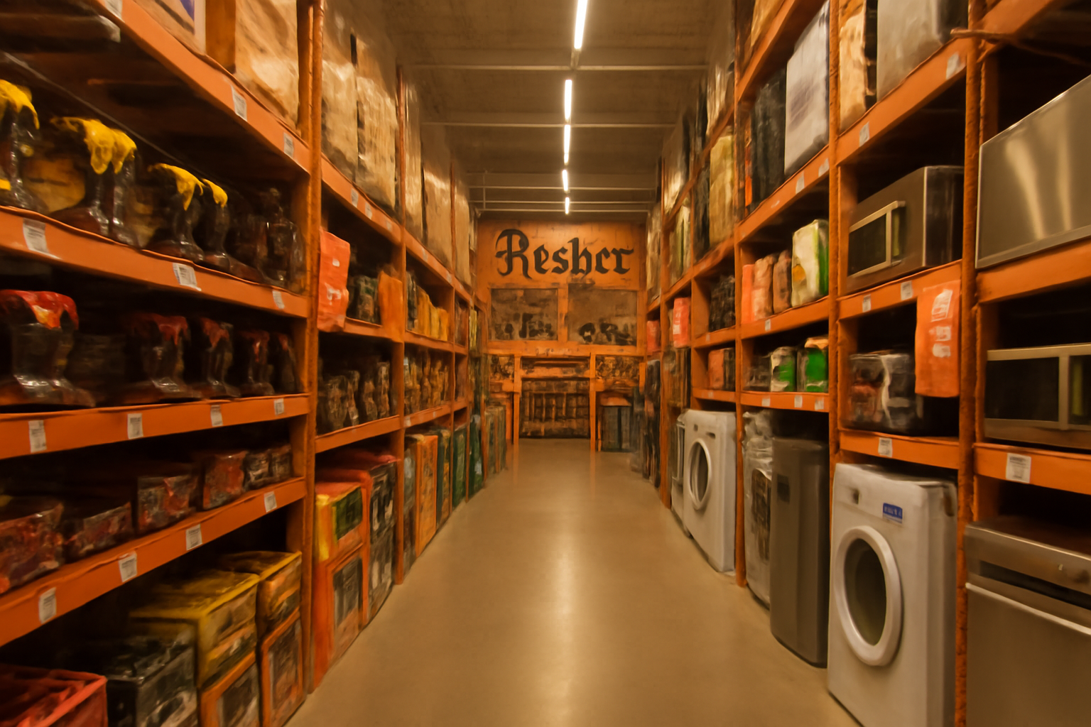 Home Depot store aisle with power tools and appliances on display during an October sale