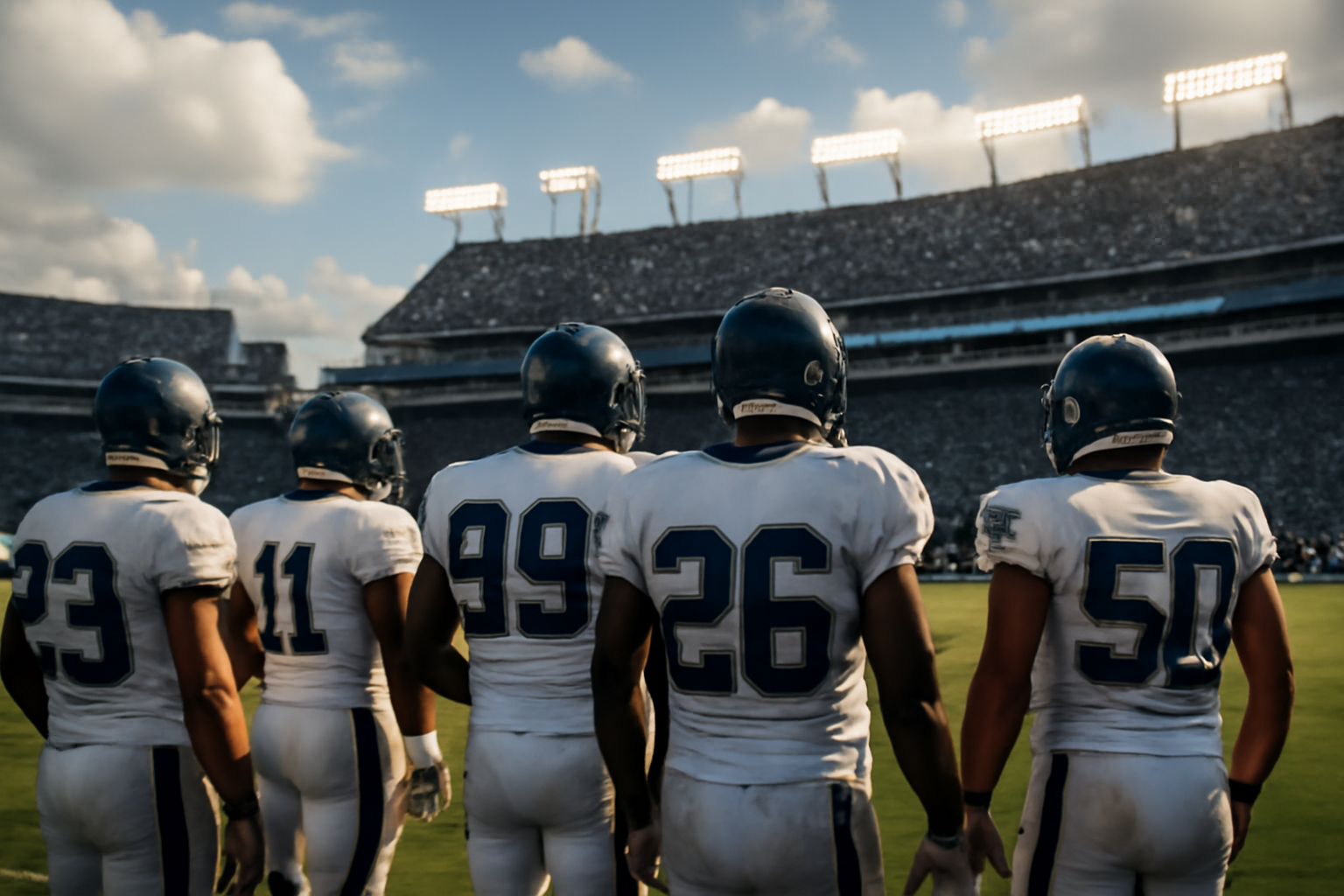 NFL players on a stadium sideline during a Sunday afternoon Week 3 game