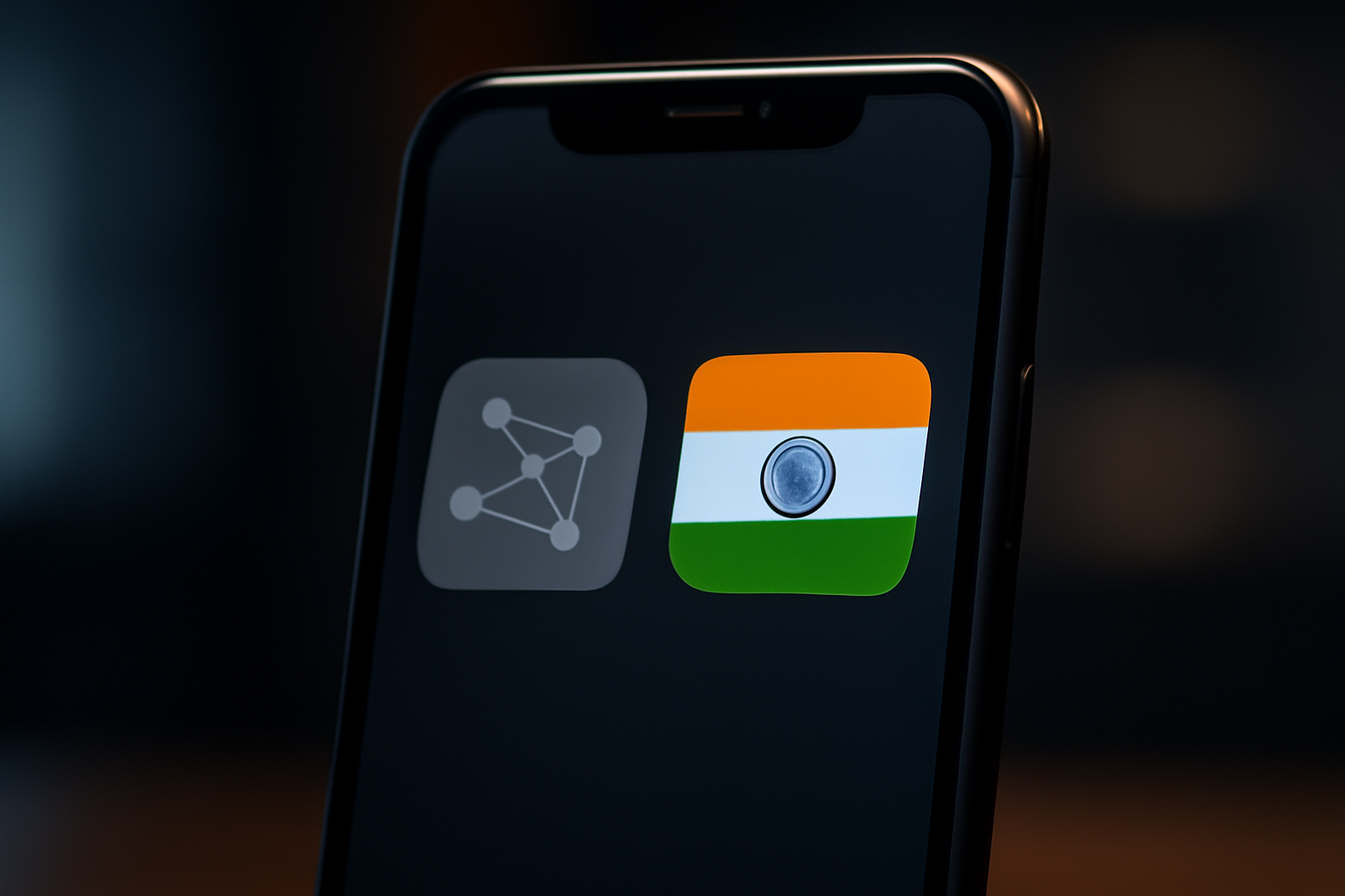 Smartphone screen showing a Bluetooth mesh messaging interface with a blocked app store icon overlay