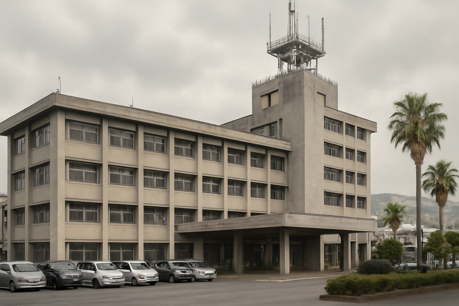 Exterior of a municipal government building in a Japanese coastal city under daylight