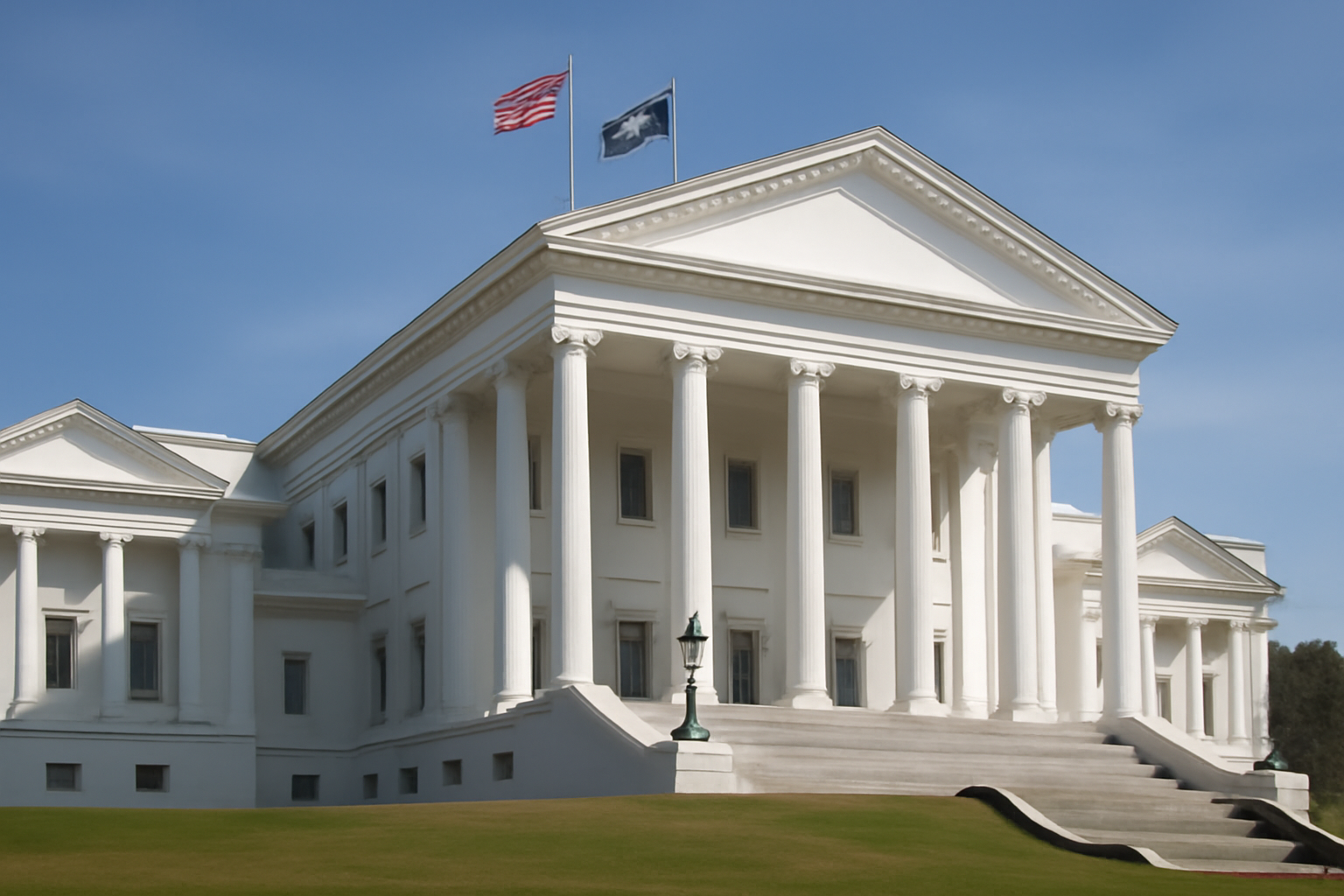 Virginia State Capitol building exterior in Richmond under daylight