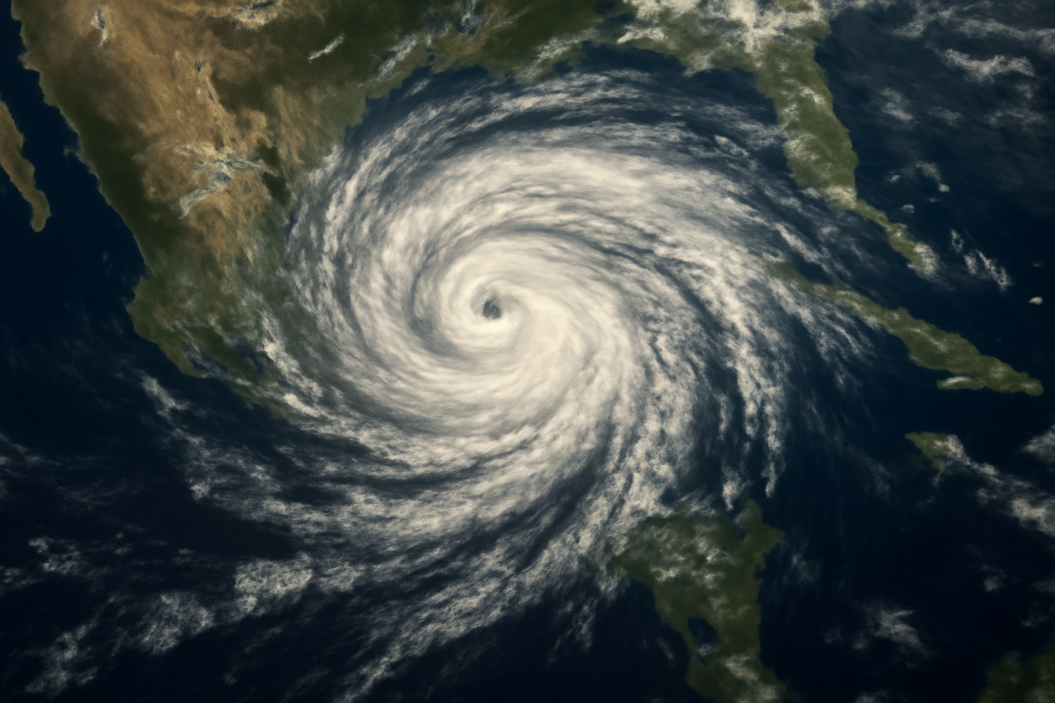 Satellite view of a swirling tropical storm system over the warm waters of the Gulf of Mexico