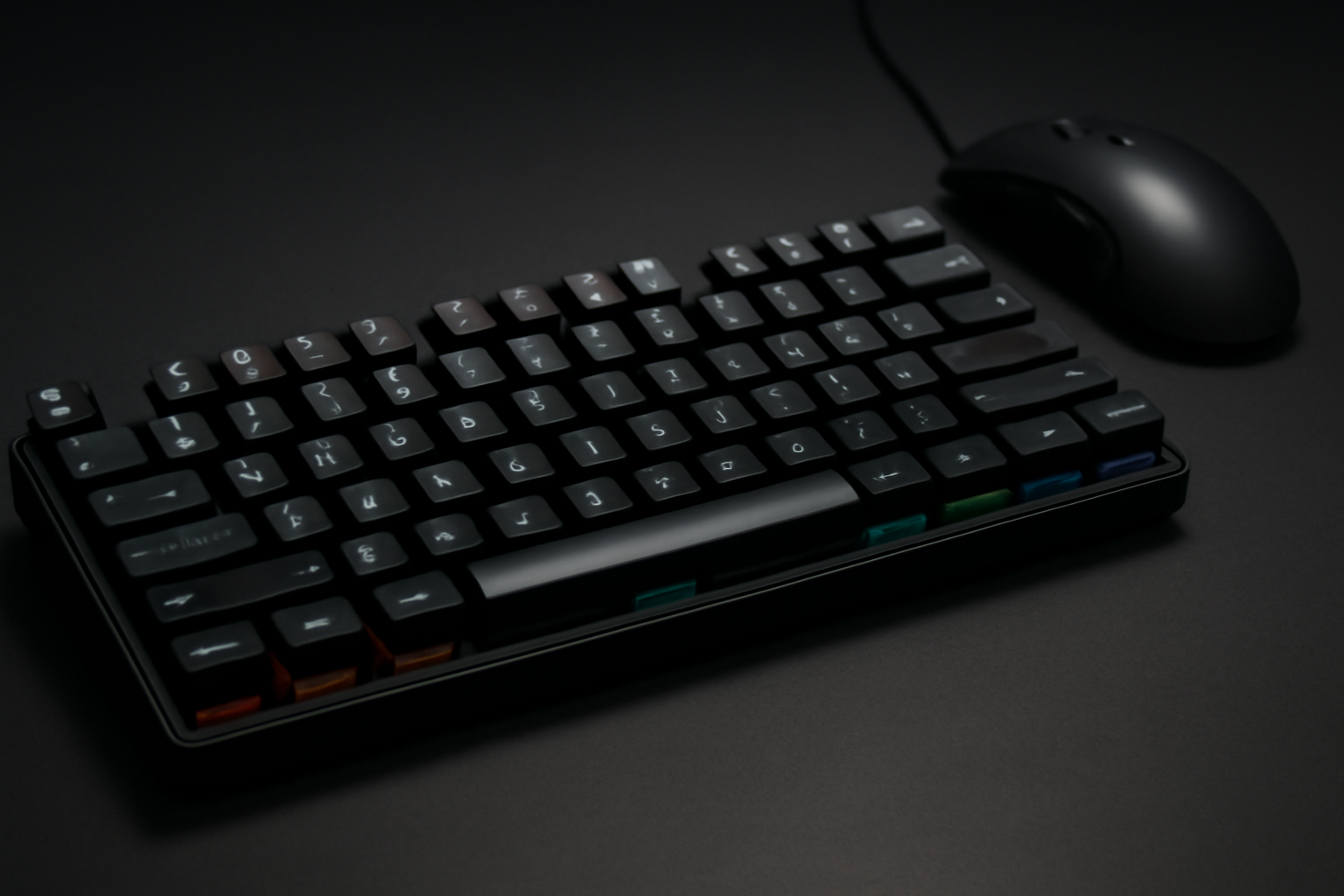 Black low-profile wireless gaming keyboard with tenkeyless layout and backlit keys on a dark desk