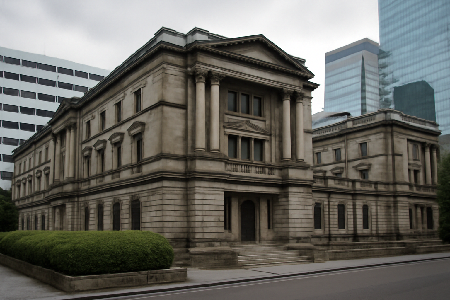 Bank of Japan headquarters building exterior in Tokyo's financial district