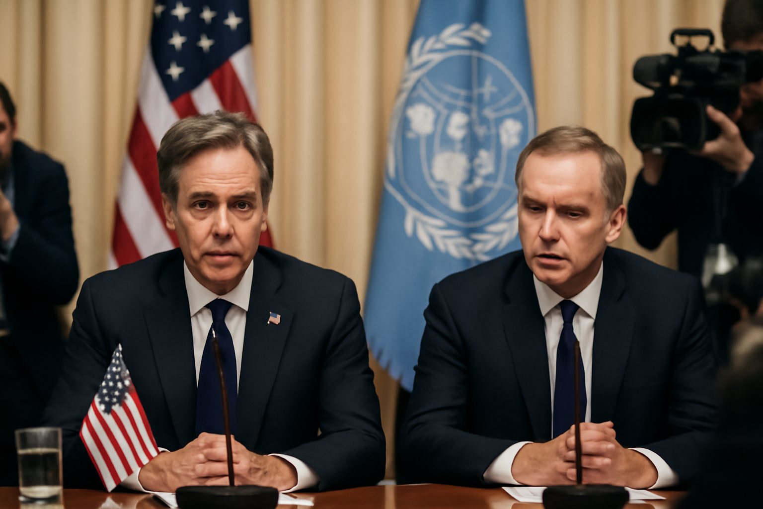 Two world leaders seated together answering questions from reporters at a United Nations gathering