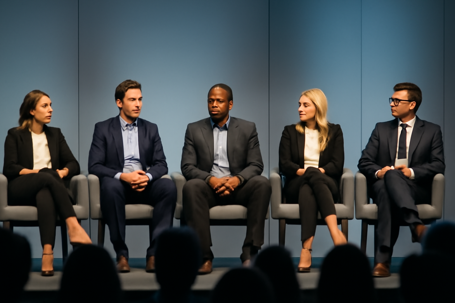 Five venture capital partners seated together on a conference stage panel discussion