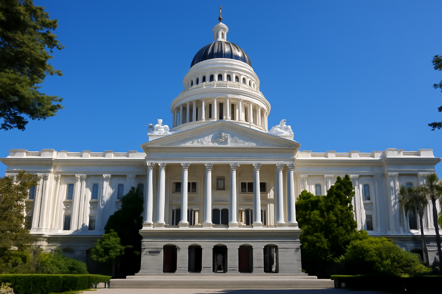 California state capitol building in Sacramento under a clear sky