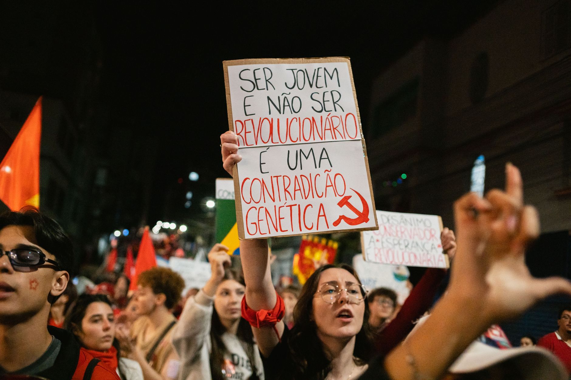 Supporters celebrating in a Rio de Janeiro street after Brazil's presidential runoff result