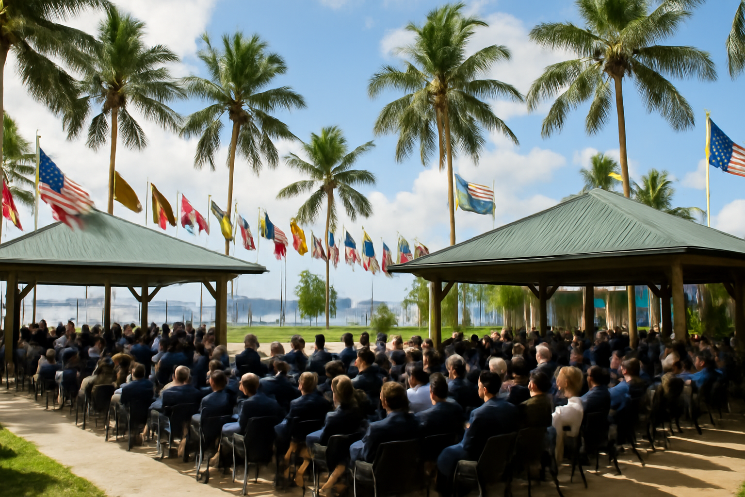 Delegates and dancers gather at a seaside pre-Cop31 summit venue in Nadi, Fiji