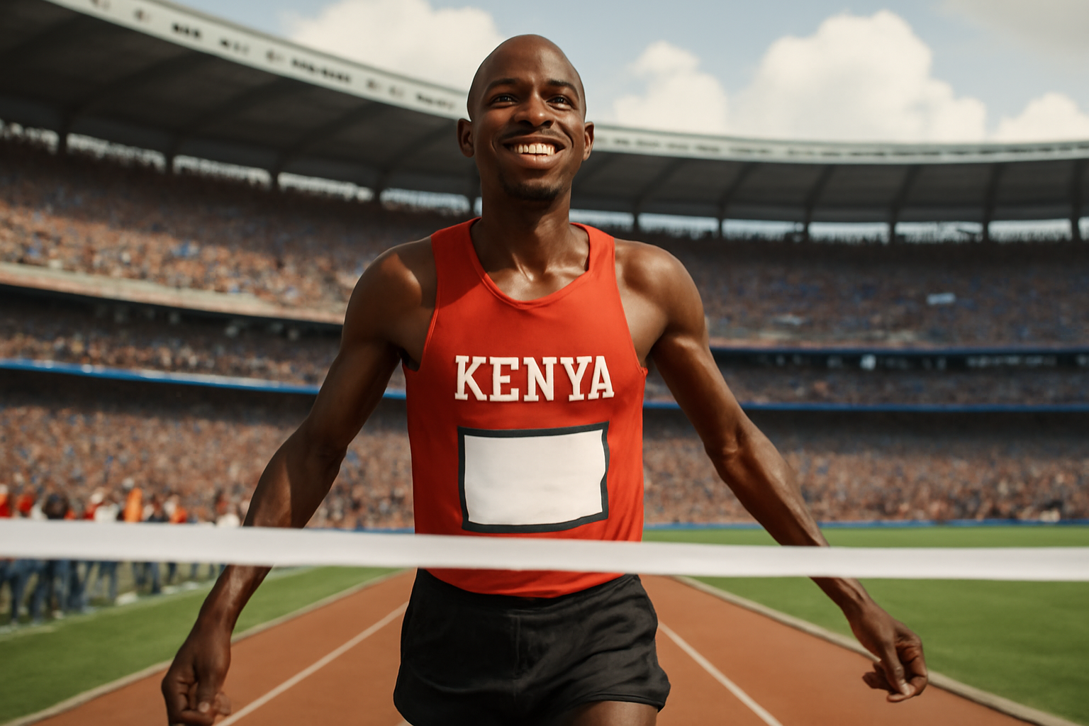Eliud Kipchoge crossing the finish line at the Melbourne Cricket Ground during the 2026 Melbourne Marathon