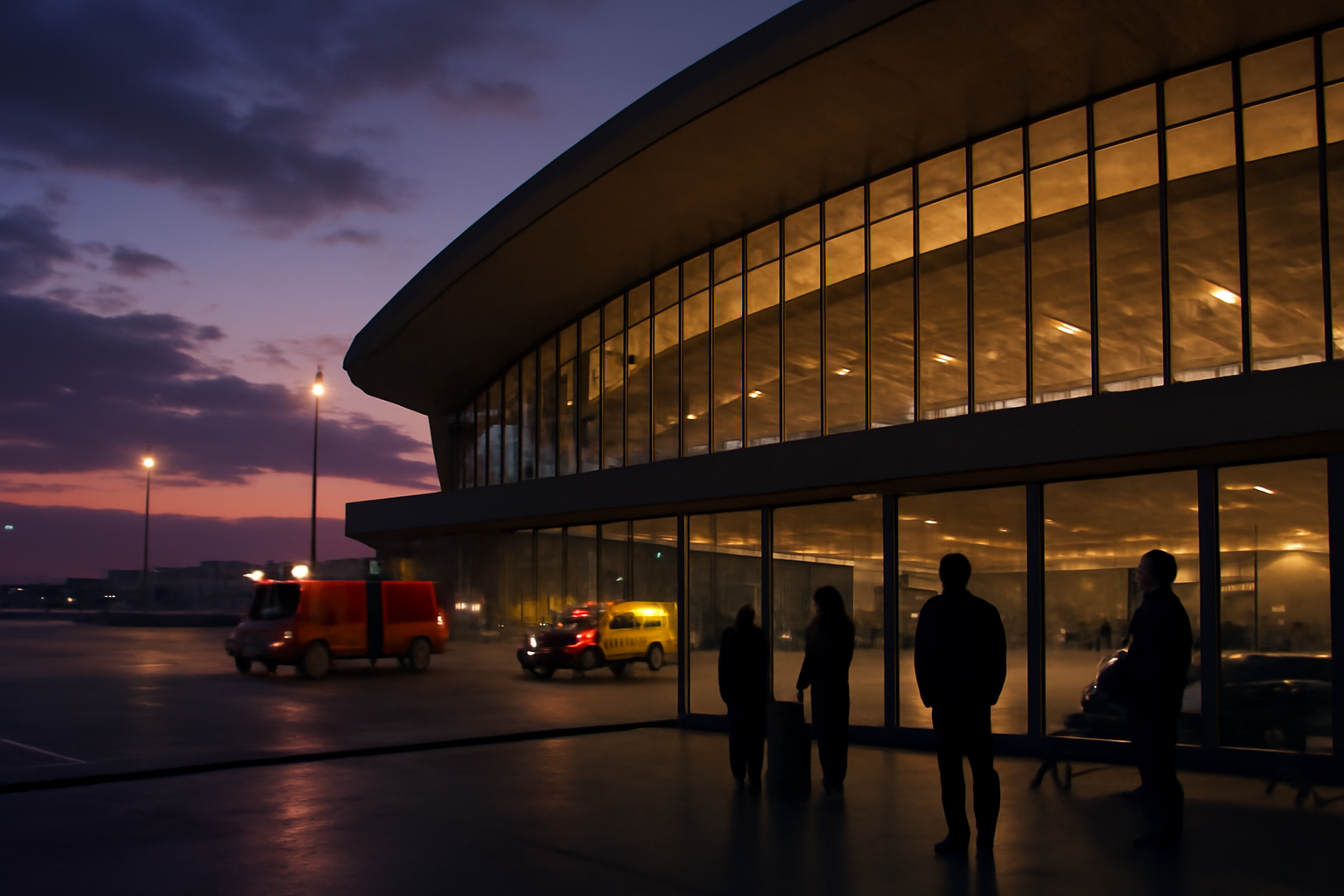 Airport terminal with empty gates and halted departure boards in Saudi Arabia
