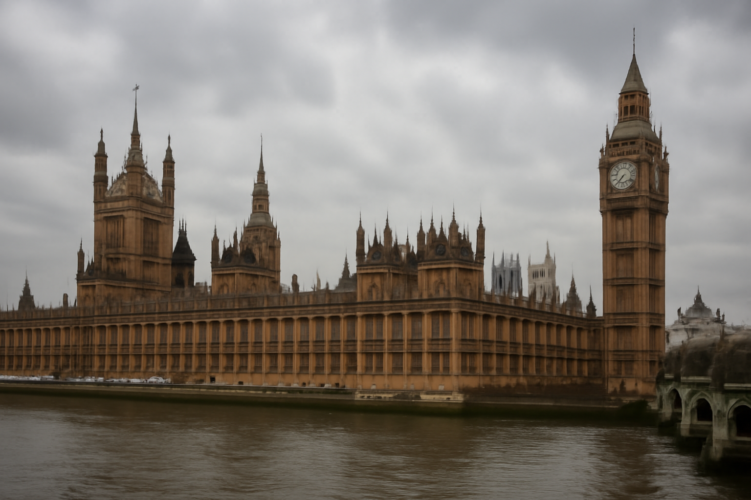 Exterior of the UK Houses of Parliament under a cloudy sky