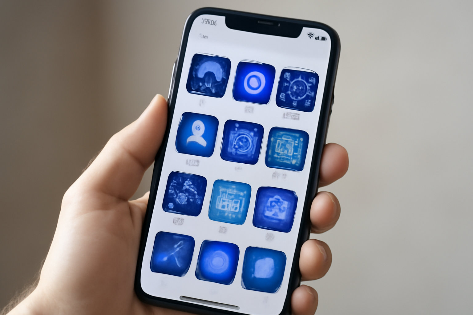 A smartphone screen displaying an app store listing page with abstract AI application icons