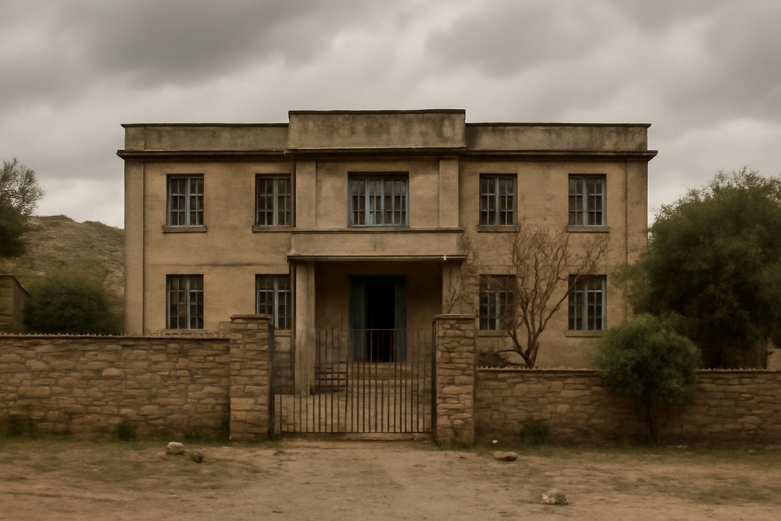 Government administrative building in northern Ethiopia's Tigray region under an overcast sky