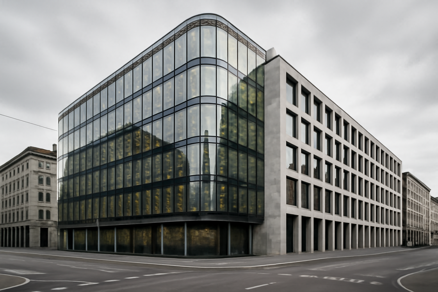 UBS headquarters building facade with corporate logo in Zurich financial district