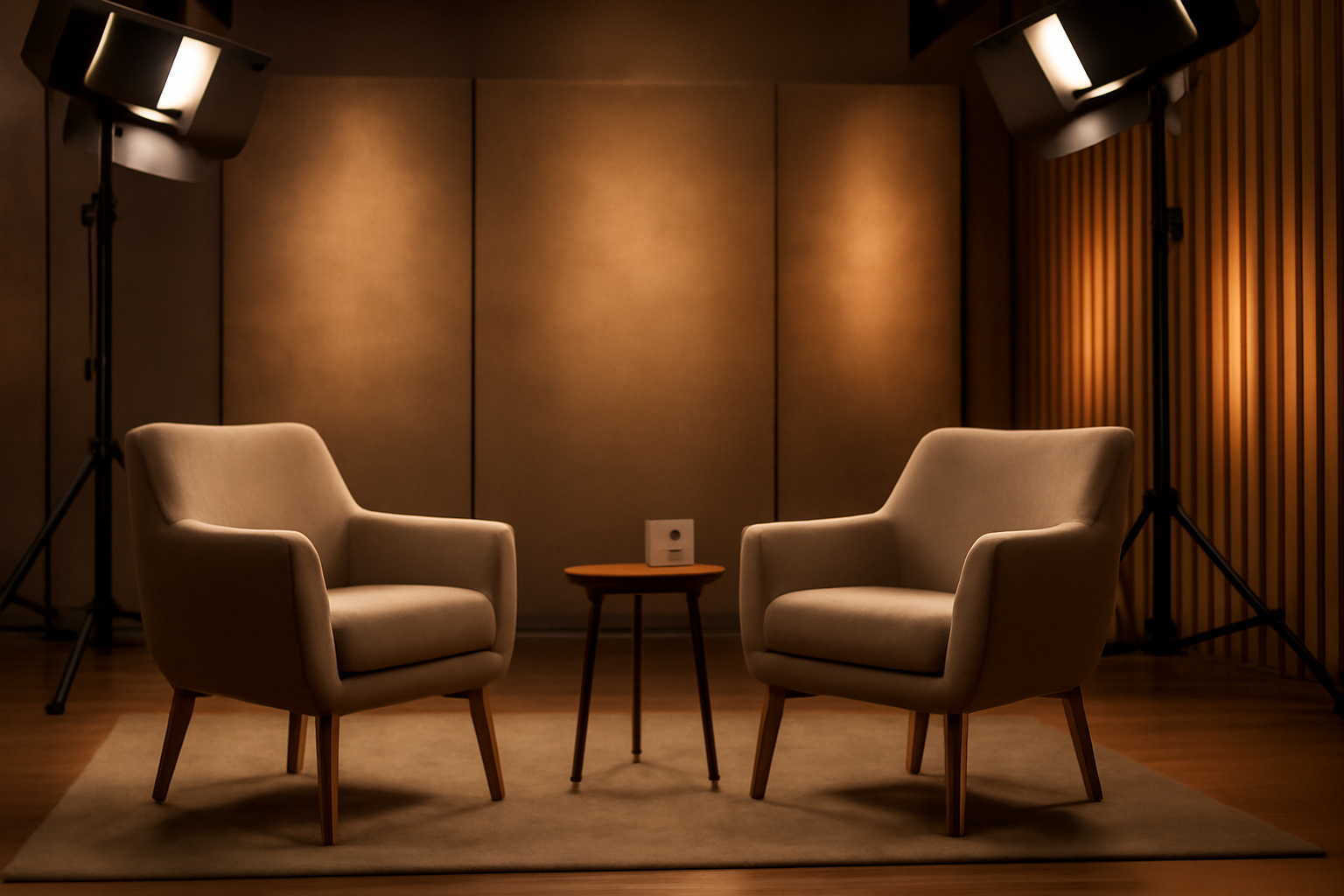 Television host chair set up for a reality TV aftershow interview segment