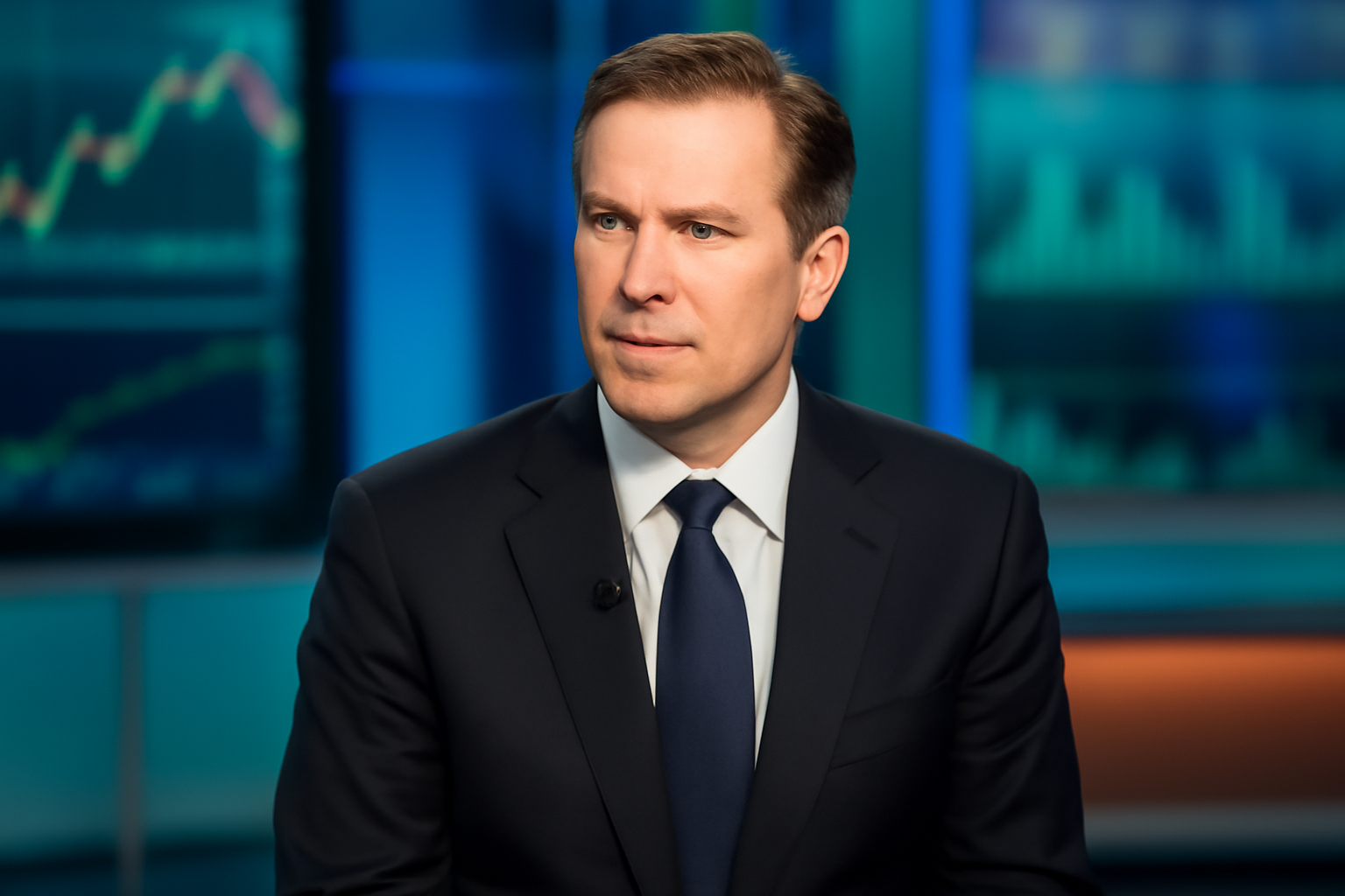 United Airlines CEO Scott Kirby speaking during a television interview set