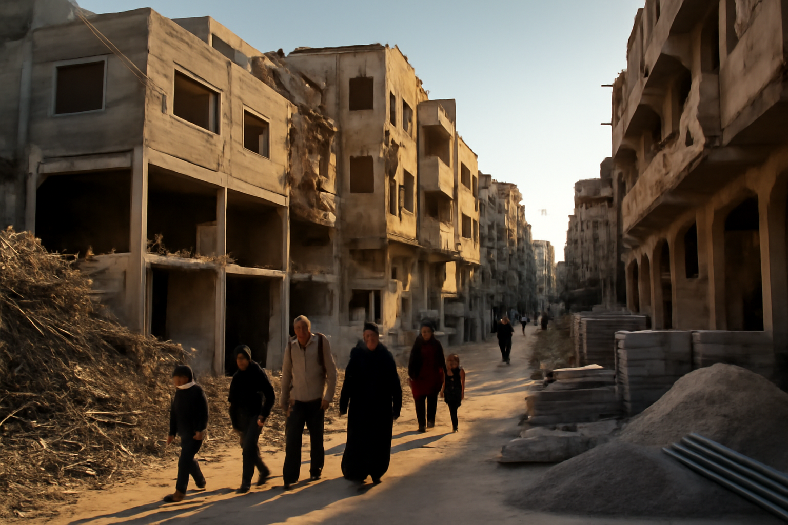 A photographer documents a rebuilt street in Gaza nearly a year after a ceasefire took hold