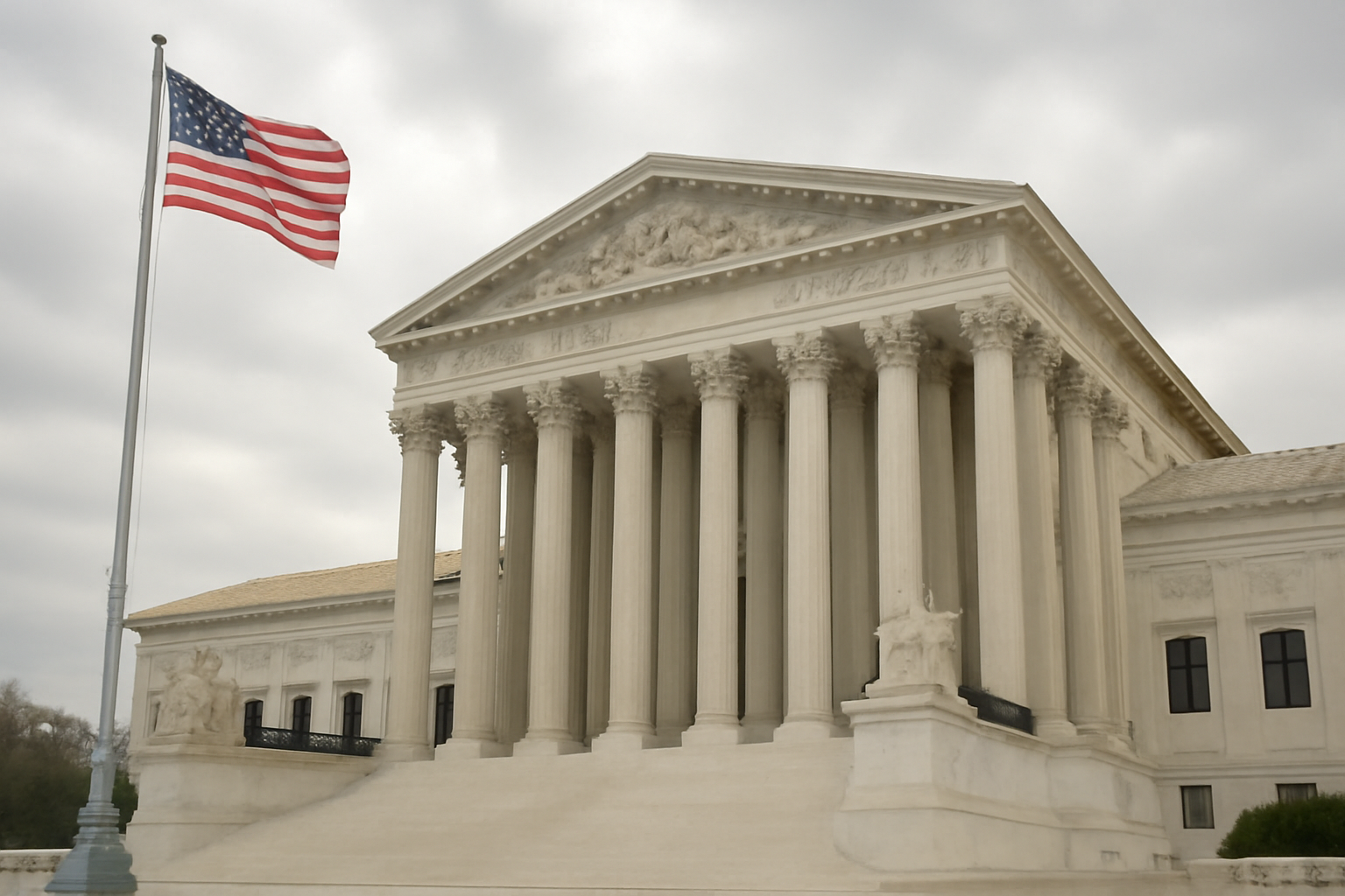 Supreme Court building exterior with its marble columns under daylight