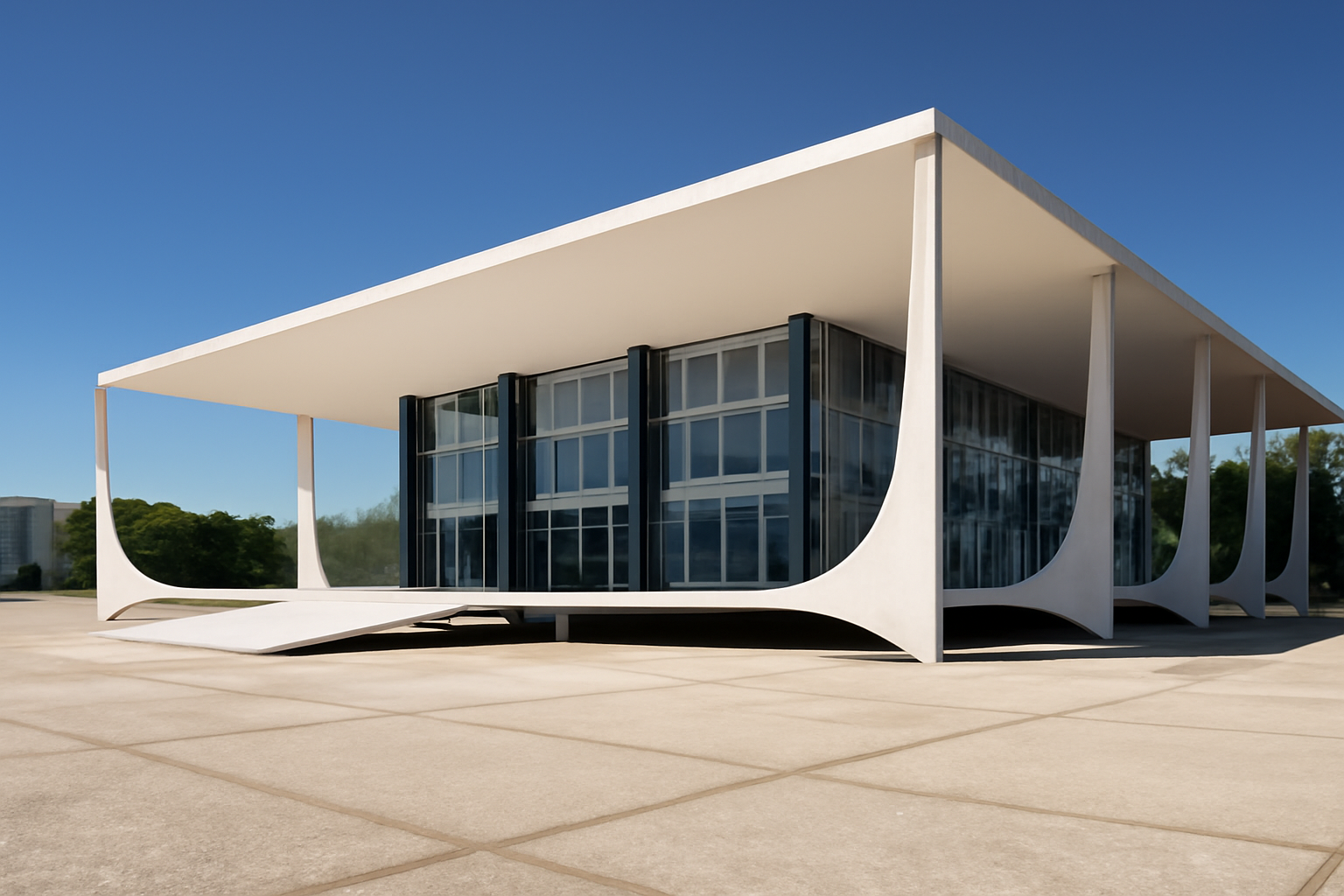 Exterior of Brazil's Supreme Federal Tribunal building in Brasília under a clear sky
