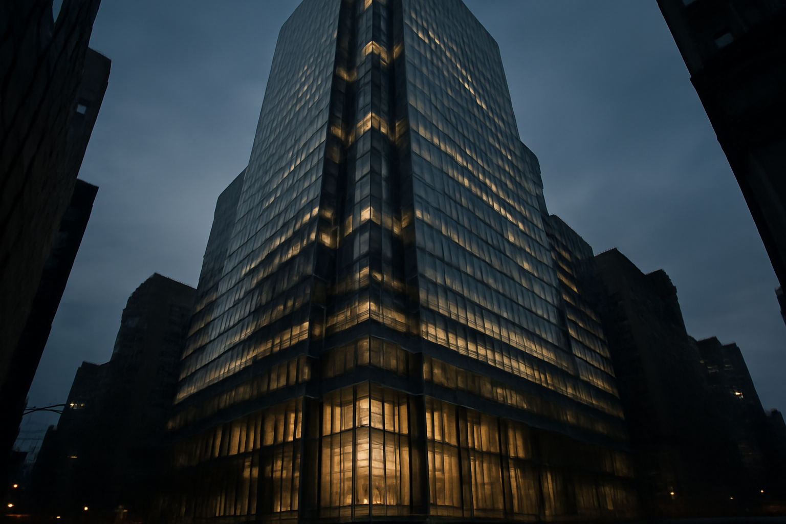 Goldman Sachs headquarters building exterior with corporate signage in lower Manhattan