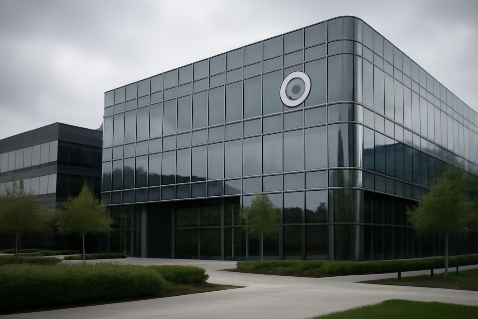 Meta Platforms logo displayed on a glass office building exterior