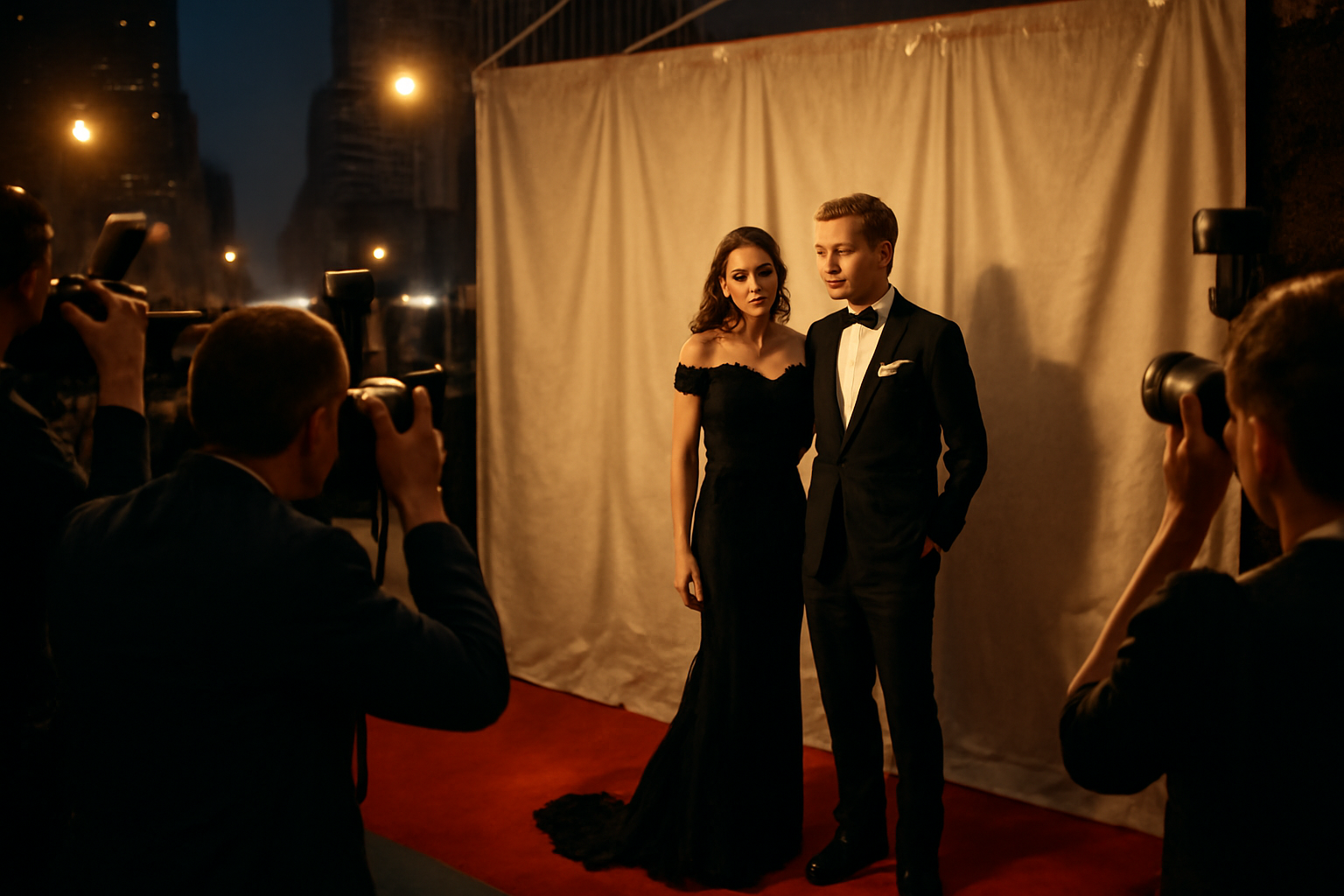 Red carpet step-and-repeat at an awards event with press photographers in the foreground