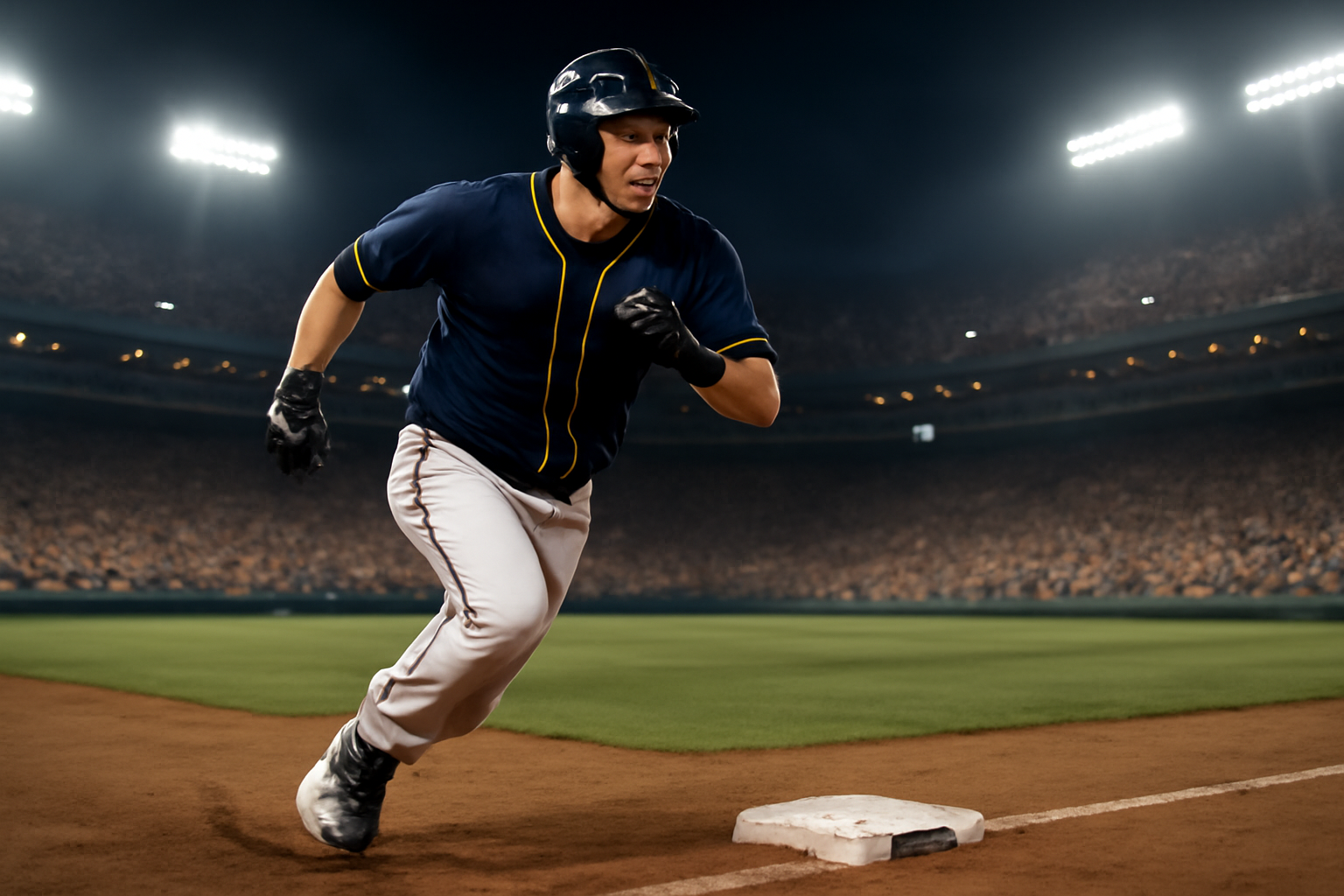 Milwaukee Brewers outfielder rounding the bases after a postseason home run
