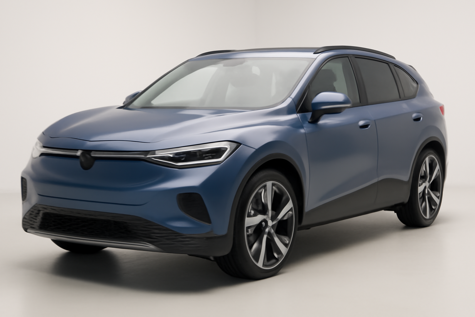 Volkswagen ID. Tiguan electric crossover shown from the front in a studio setting