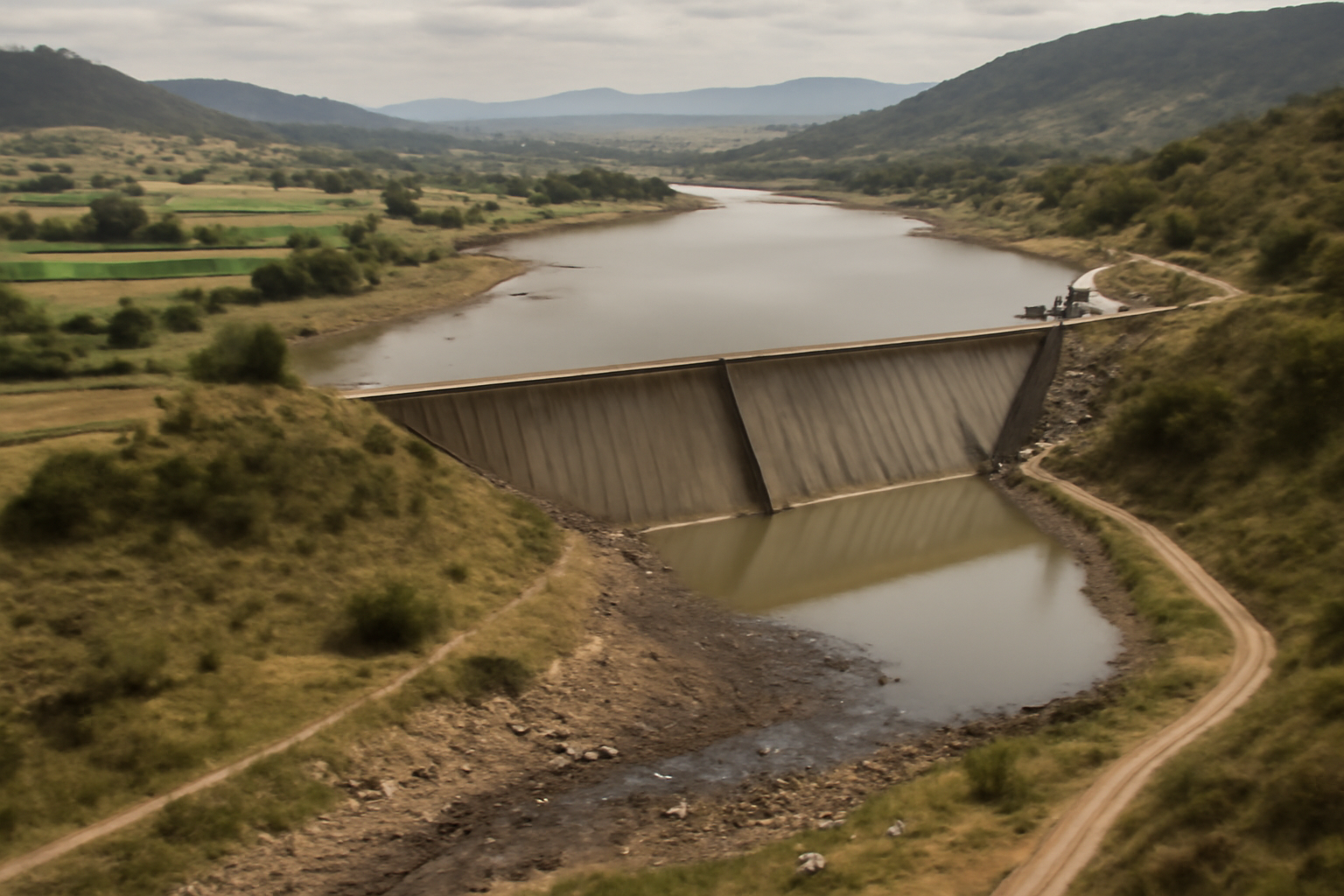 Endho Dam in Mexico City with surrounding rural valley