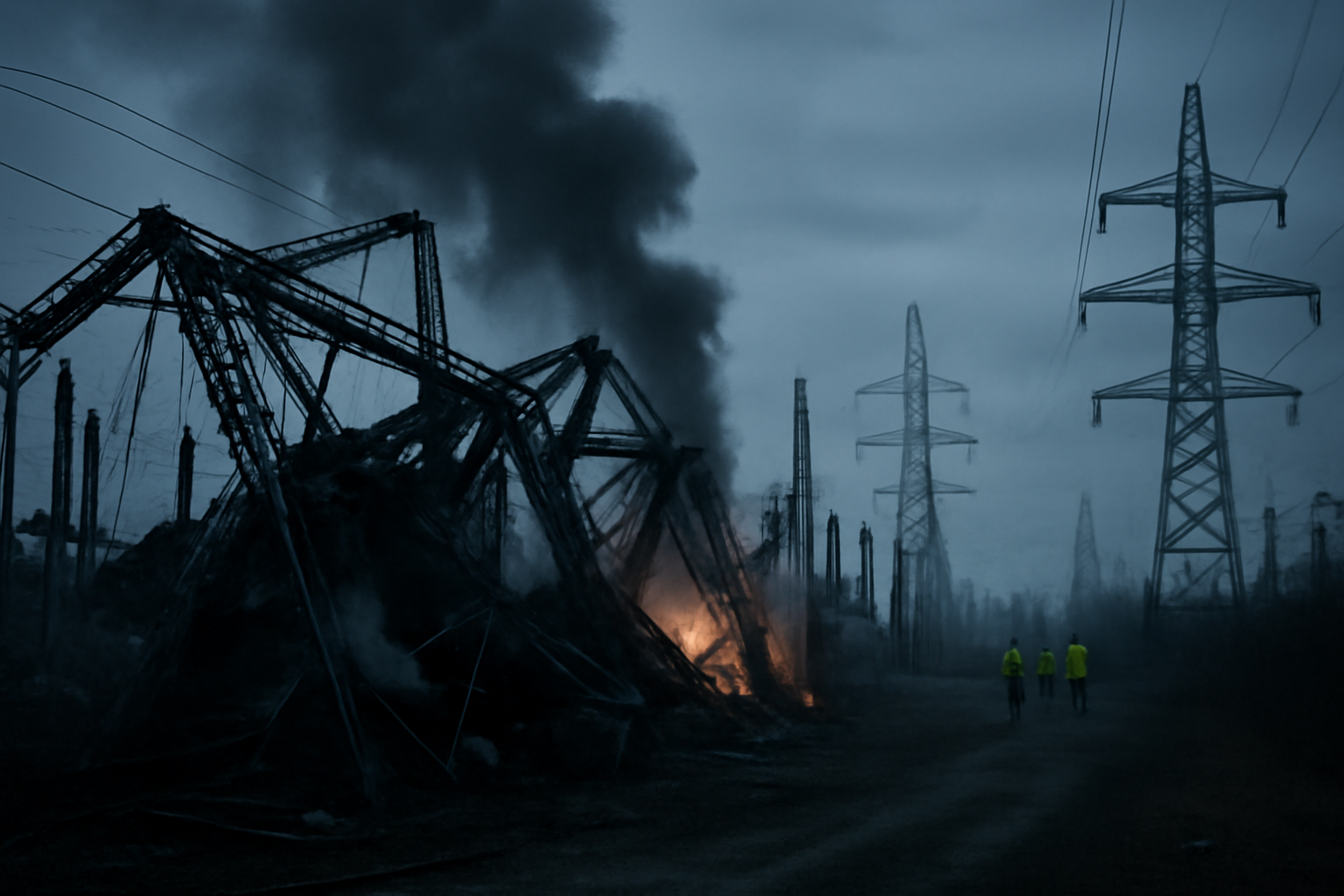 Smoke rising from a damaged energy facility in Ukraine after a reported strike