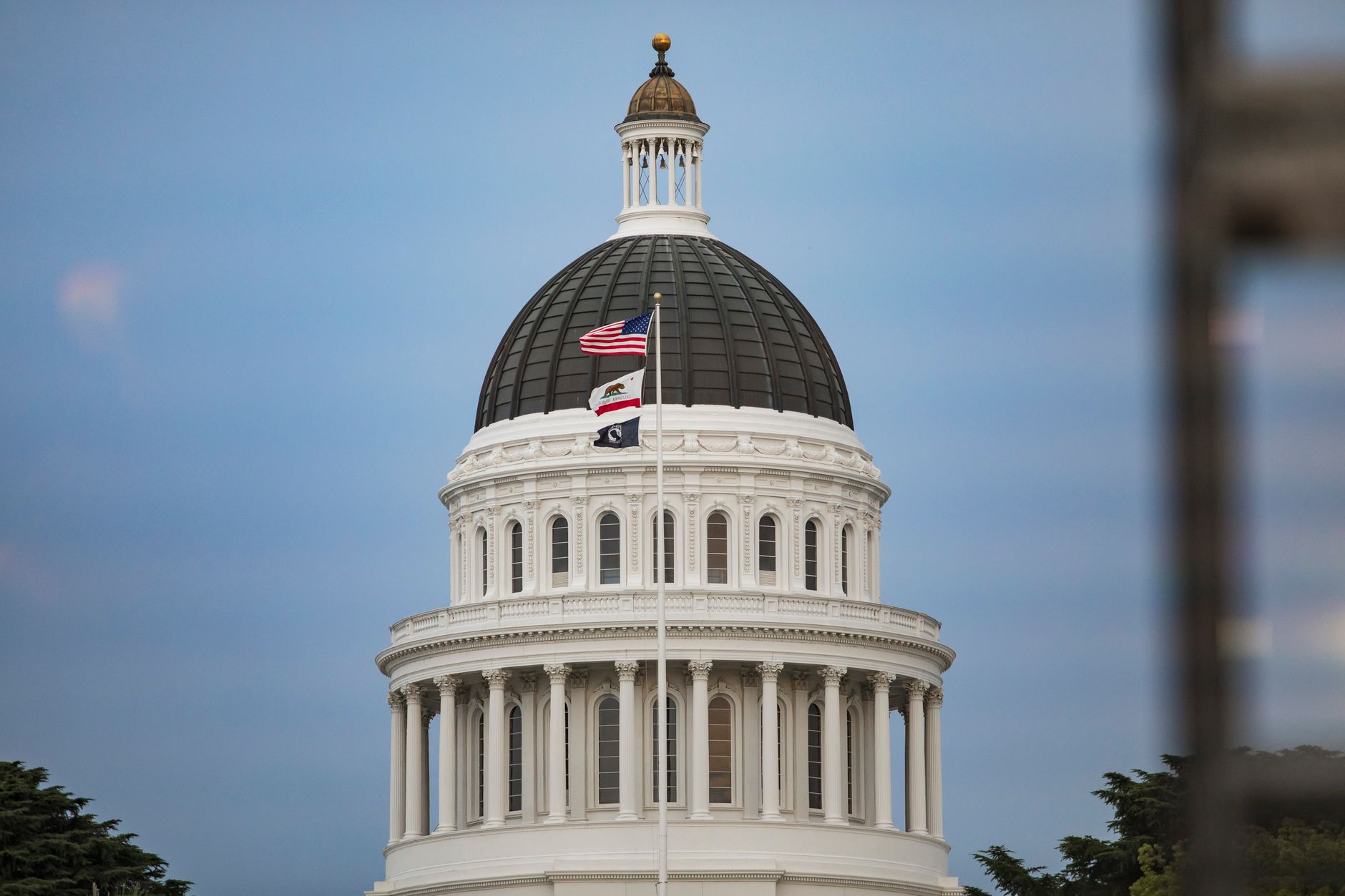 California State Capitol building overlaid with congressional district boundary lines