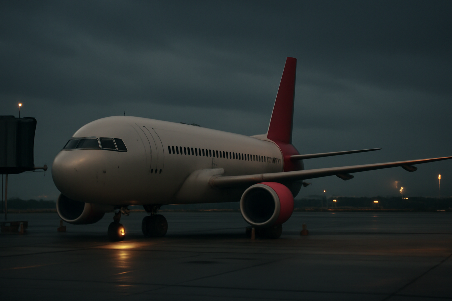 A FlyDubai commercial jet parked on an airport tarmac under overcast sky