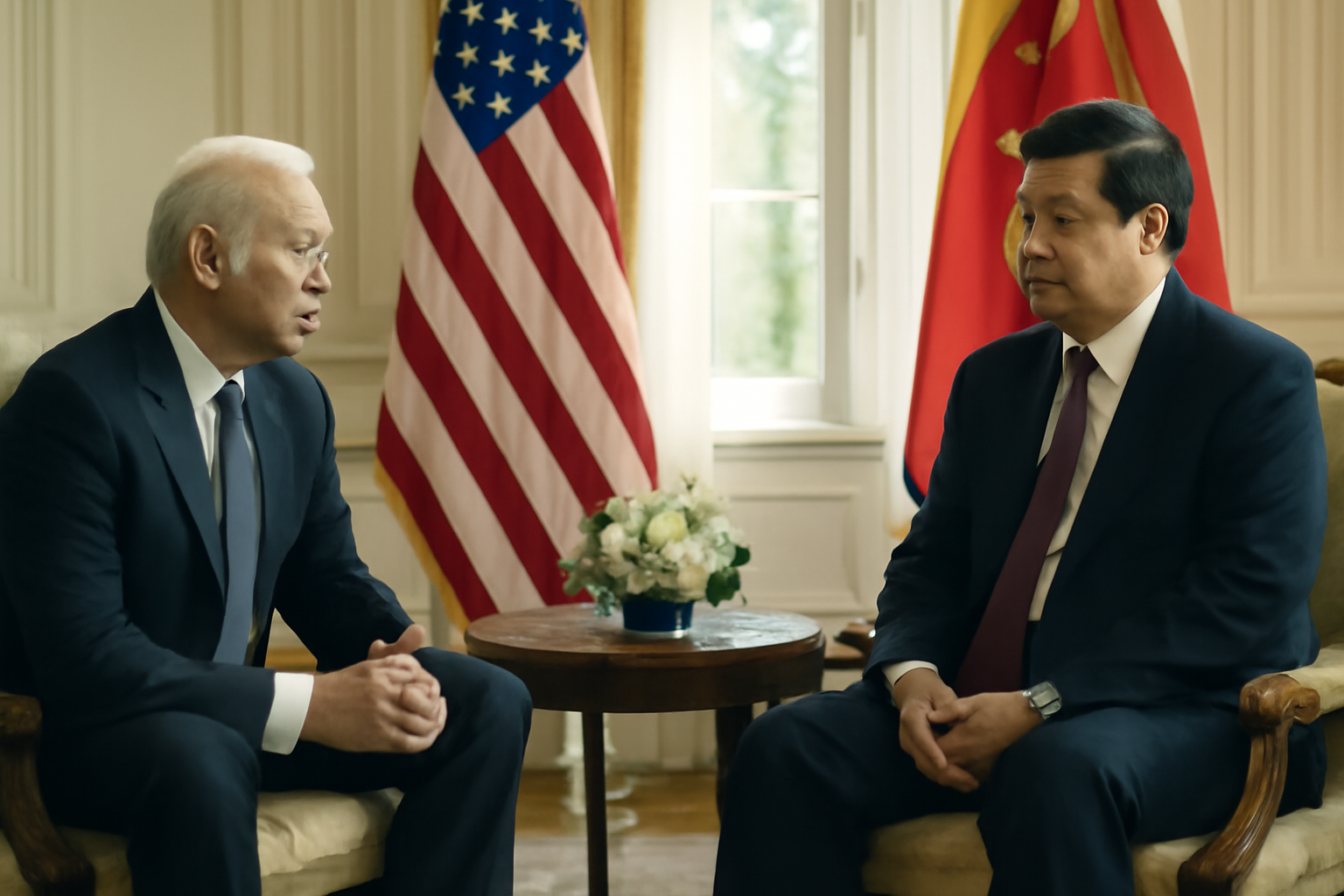 Chinese President Xi Jinping and US President Donald Trump seated together at the White House during a bilateral meeting