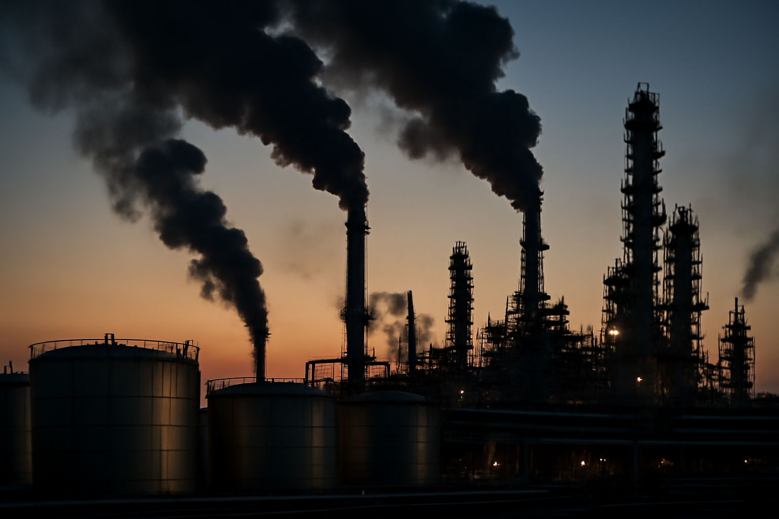 Smoke rising from a Russian oil refinery after a drone strike