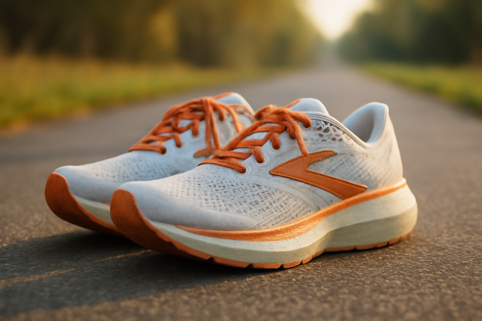 A pair of Brooks Hyperion Max 3 running shoes sitting on pavement with thick cushioned soles visible