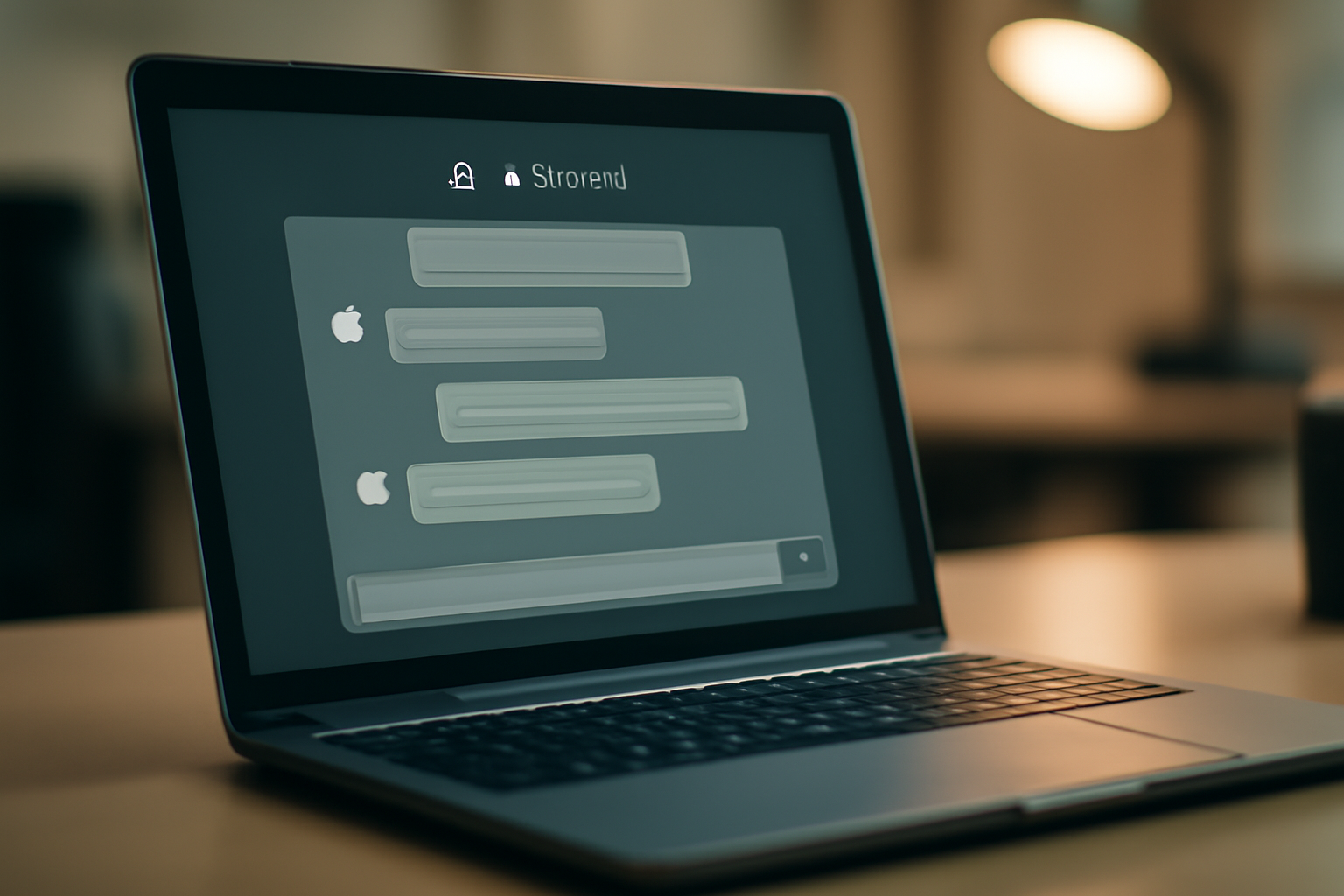 Laptop screen displaying a Claude AI chat interface in a dim office